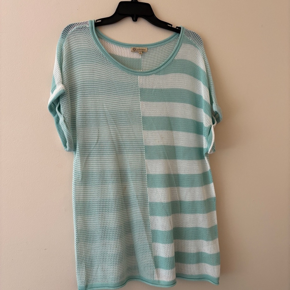 Democracy Mint and White Striped Blouse